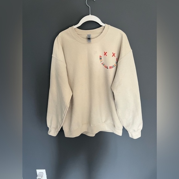 Beige Anti Social Mom's Club Crewneck Sweatshirt - Picture 5 of 5